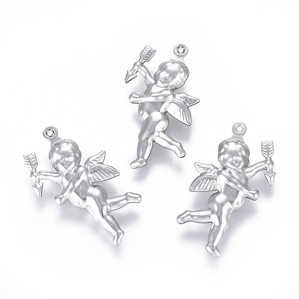 

PandaHall 304 Stainless Steel Pendants, Matte, Angel/Cupid/Cherub, Stainless Steel Color, 29x16.5x5mm, Hole: 0.8mm 304 Stainless Steel Angel...