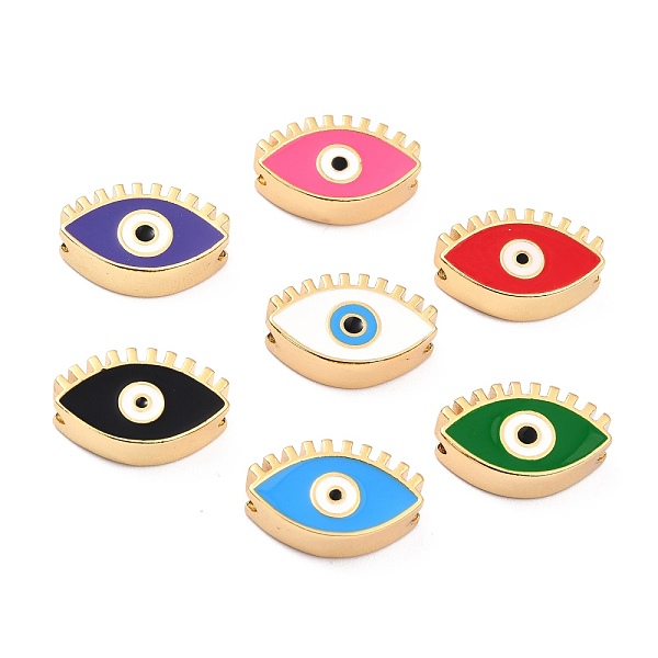 

PandaHall Real 18K Gold Plated Brass Beads, with Enamel, Long-Lasting Plated, Horse Eye, Mixed Color, 18.5x11.5x6mm, Hole: 2.5mm..., Multicolor