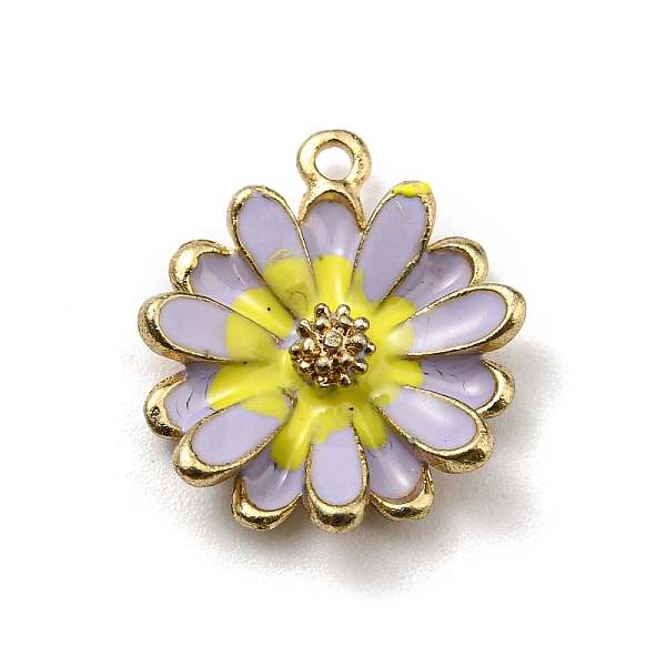 

PandaHall Alloy Enamel Pendants, Golden, Daisy Charm, Lavender, 15x13x3.5mm, Hole: 1.2mm Alloy+Enamel Flower Purple