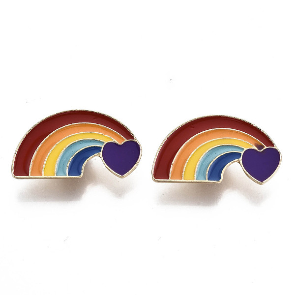 

PandaHall Alloy Brooches, Enamel Pin, with Brass Butterfly Clutches, Rainbow, Light Gold, Colorful, 19x35x2mm, Pin: 1mm Alloy+Enamel