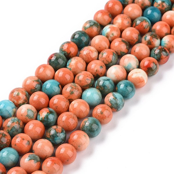 

PandaHall Synthetic Ocean White Jade Round Bead Strands, Dyed, Saddle Brown, 8mm, Hole: 1mm, 49pcs/strand, 15.7 inch Ocean White Jade Round