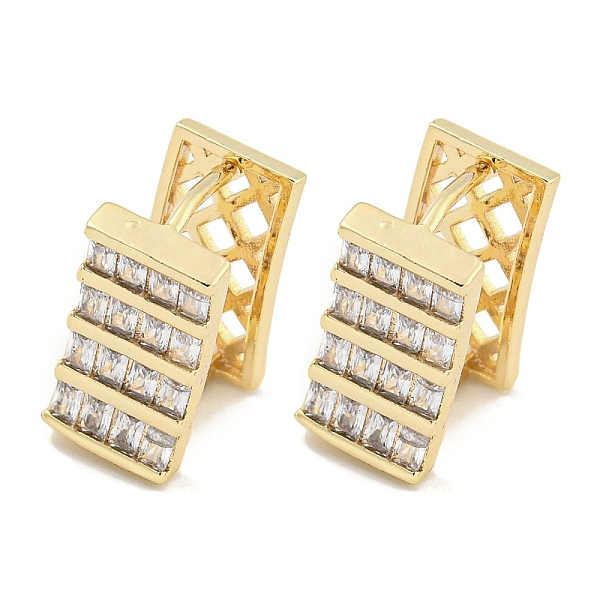 Boucles d'oreilles créoles en laiton micro pavé de zircons cubiques transparents pour femmes