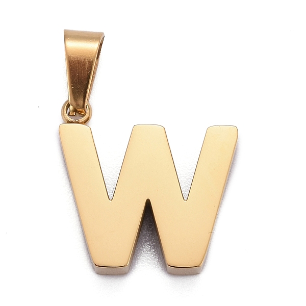 

PandaHall Ion Plating(IP) 304 Stainless Steel Letter Pendants, Manual Polishing, Alphabet, Golden, Letter.W, 17x17x4mm, Hole: 6.5x3.5mm 304...
