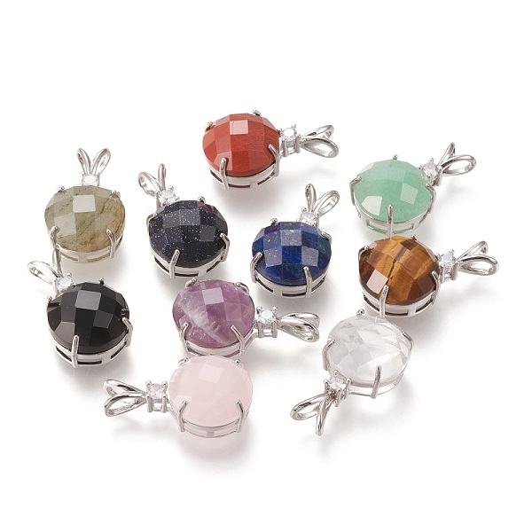 

PandaHall Natural Gemstone Pendants, with Crystal Rhinestone and Platinum Plated Brass Bails, Faceted, Rabbit, Mixed Dyed and Undyed..., Clear