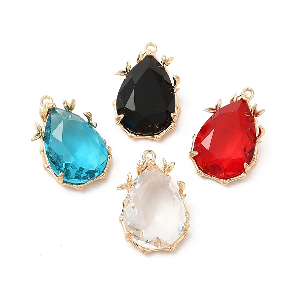 

PandaHall Brass with K9 Glass Pendants, Golden Teardrop Charms, Mixed Color, 23x15x7.5mm, Hole: 1.4mm K9 Glass Teardrop Multicolor
