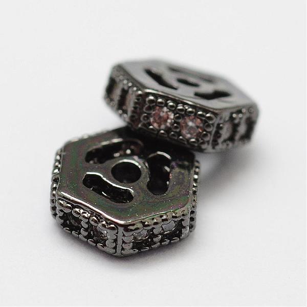 

PandaHall Brass Micro Pave Cubic Zirconia Beads, Hexagon, Lead Free & Nickel Free, Gunmetal, 6x5.5x2mm, Hole: 0.8mm Brass+Cubic Zirconia...
