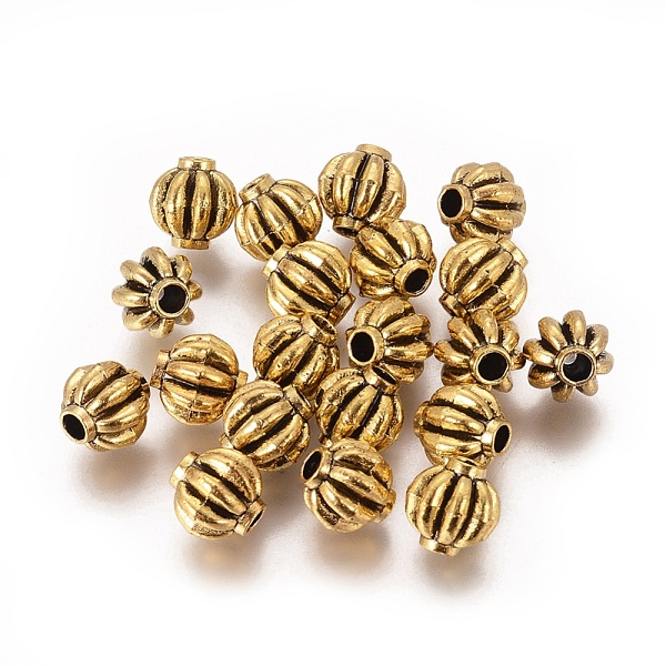 

PandaHall Tibetan Style Spacer Beads, Lead Free, Melon, Antique Golden, 8x8x5mm, Hole: 2mm Alloy Fruit