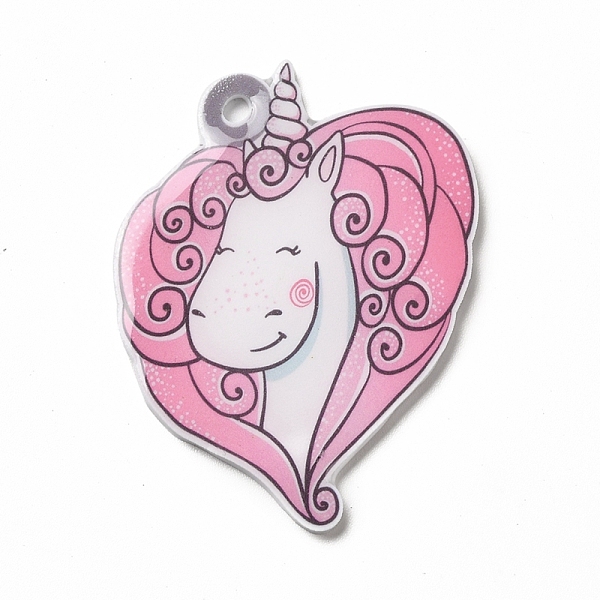 

PandaHall Cartoon Opaque Acrylic Pendants, Heart Unicorns Charm, Colorful, 44x35x2mm, Hole: 2.5mm Acrylic Unicorn