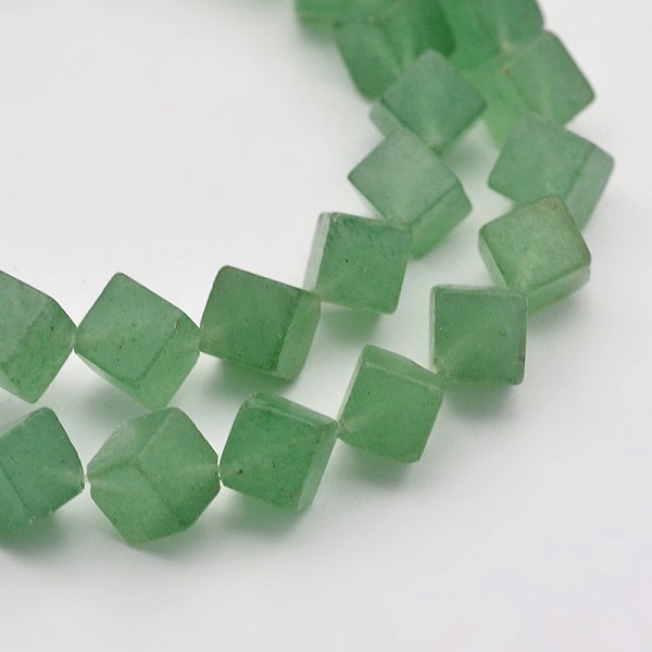 

PandaHall Cube Natural Green Aventurine Beads Strands, 9x8x6mm, Hole: 1mm, about 48pcs/strand, 15.7 inch Green Aventurine Cube
