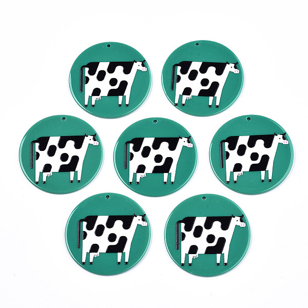 

PandaHall Acrylic Pendants, 3D Printed, Flat Round with Dairy Cattle Pattern, Green & Black & White, 45x2.5mm, Hole: 1.8mm Acrylic Flat...