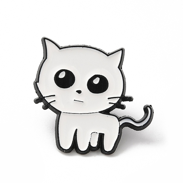 

PandaHall Lovely Cat Enamel Pins, Black Alloy Brooch for Backpack Clothes, White, 26x27x1.5mm Alloy+Enamel Cat Shape White