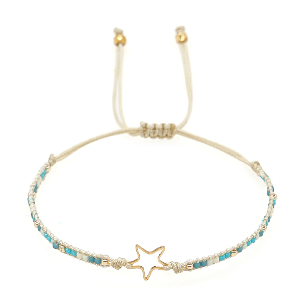 

PandaHall Star Link Bracelet, Glass Seed Braided Adjustable Bracelet for Women, Cyan, 11 inch(28cm) Seed Beads Cyan