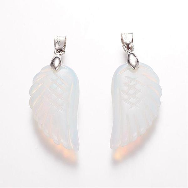 

PandaHall Opalite Pendants, Wing, Platinum, 29x15x6mm, Hole: 4mm Opalite Wing