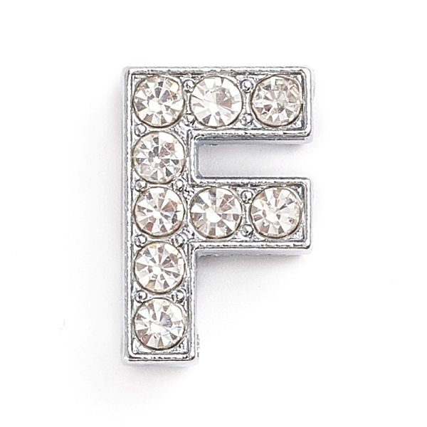 

PandaHall Alloy Slide Charms, with Crystal Rhinestone, for DIY Craft Jewelry Making, Letter, Platinum, Letter.F, 14x9x5mm, Hole: 2x11mm..., Clear