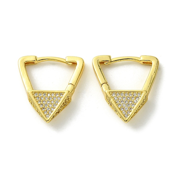 

PandaHall Brass with Cubic Zirconia Hoop Earrings, Triangle, Real 16K Gold Plated, 22x5.5mm Brass Triangle Clear
