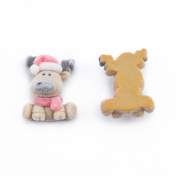 

PandaHall Opaque Resin Cabochons, Flocky Christmas Reindeer/Stag, BurlyWood, 22.5x17x8~9mm Resin Deer Orange