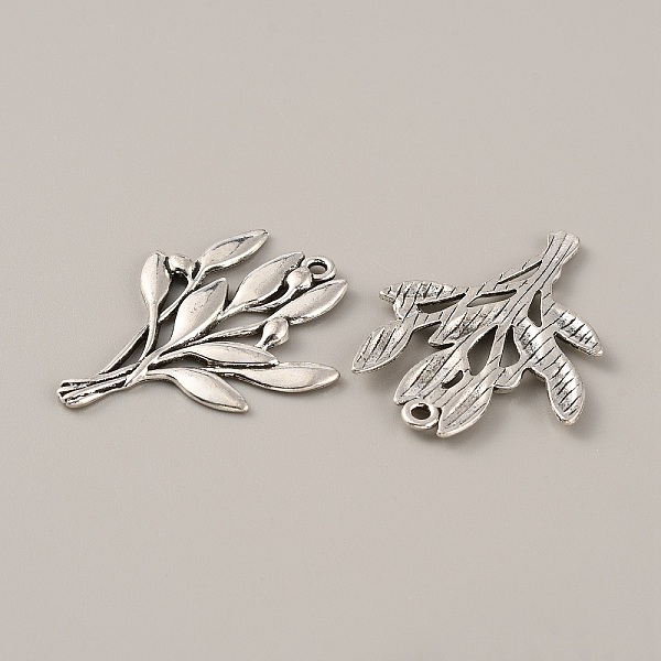 

PandaHall Tibetan Style Alloy Pendants, Leafy Branch Charms, Olive Branch, Antique Silver, 40x30x2mm, Hole: 1.8mm Alloy Leaf