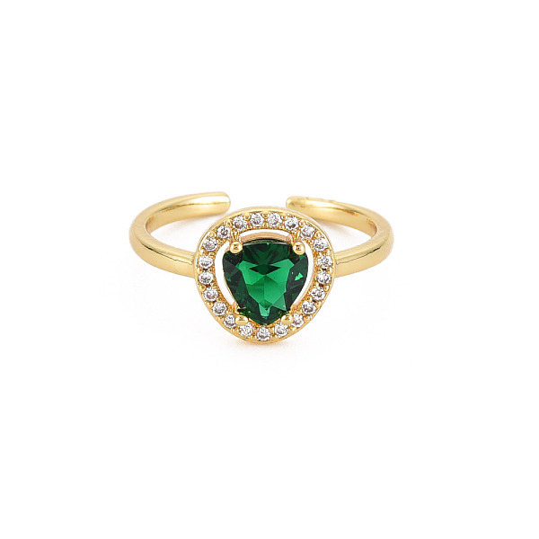 

PandaHall Cubic Zirconia Teardrop Open Cuff Ring, Real 18K Gold Plated Brass Jewelry for Women, Cadmium Free & Lead Free, Dark Green, US...