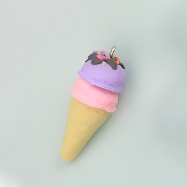 

PandaHall Handmade Polymer Clay Pendants, with Platinum Plated Iron Screw Eye Pin Peg Bails, Ice Cream, Lilac, 39.3x15.9mm, Hole: 2mm..., Purple