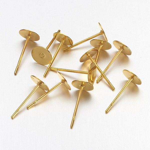 

PandaHall Brass Stud Earring Findings, Golden, 12x6mm, Pin: 0.7mm Brass Others