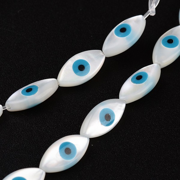 PandaHall Natural Shell Beads, Horse Eye, White, 10x5x2.5mm, Hole: 1mm Other Sea Shell Horse Eye White