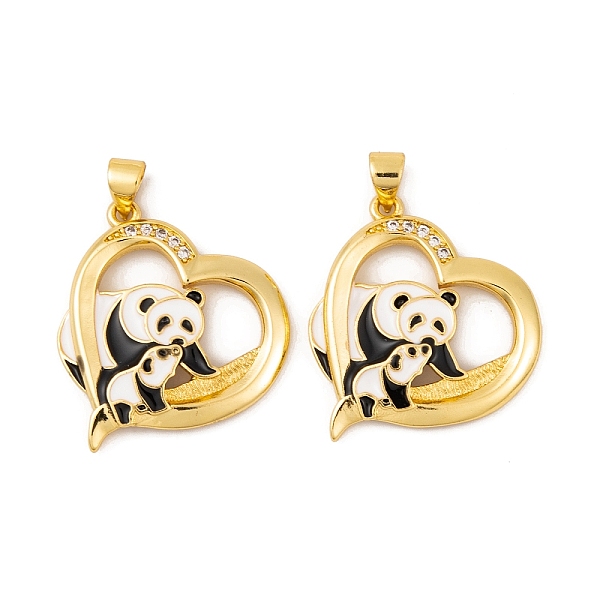 

PandaHall Brass Micro Pave Cubic Zirconia Pendants, with Enamel, Real 18K Gold Plated Panda Mother & Son Charms, White, 25x24x3.5mm, Hole...