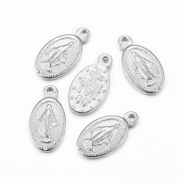 

PandaHall 304 Stainless Steel Pendants, Oval with Virgin Mary, Stainless Steel Color, 12.5x6.5x1.5mm, Hole: 1mm 304 Stainless Steel Oval