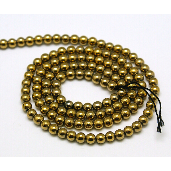 

PandaHall Non-magnetic Synthetic Hematite Beads Strands, Round, Golden Plated, 2mm, Hole: 1mm, about 190pcs/strand, 15.7 inch Non-magnetic...
