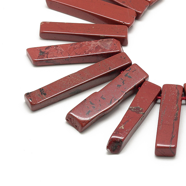 

PandaHall Natural Red Jasper Beads Strands, Top Drilled Beads, Rectangle, 20~65x7~15x6~10mm, Hole: 2mm, about 30~40pcs/strand, 15.75 inch...