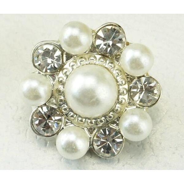 

PandaHall Acrylic Pearl & Rhinestone Shank Buttons, with Silver Plated Alloy Findings, 1-Hole, Flower, White, 21mm, Hole: 2mm Acrylic Flower...