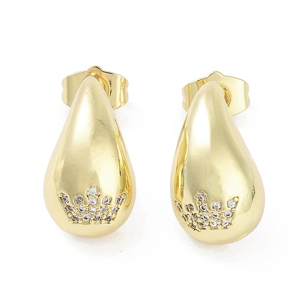 

PandaHall Teardrop Rack Plating Brass Cubic Zirconia Stud Earrings for Women, Long-Lasting Plated, Lead Free & Cadmium Free, Real 18K Gold...