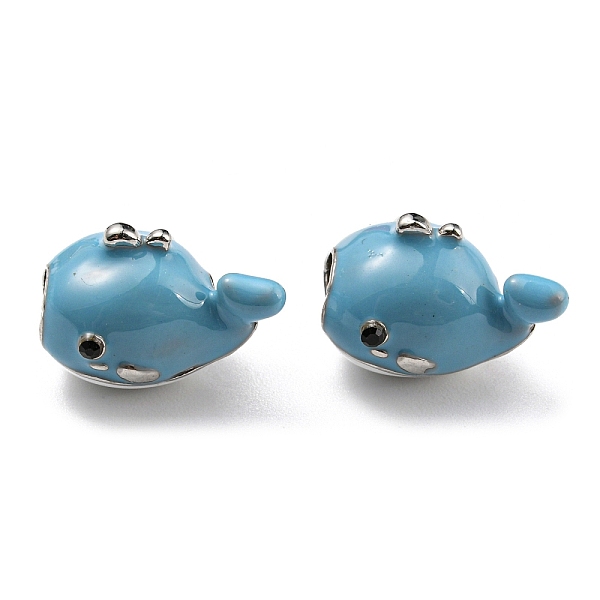 

PandaHall Brass Enamel European Beads, with Rhinestone, Large Hole Beads, Lead Free & Cadmium Free, Long-Lasting Plated, Platinum, Whale..., Blue