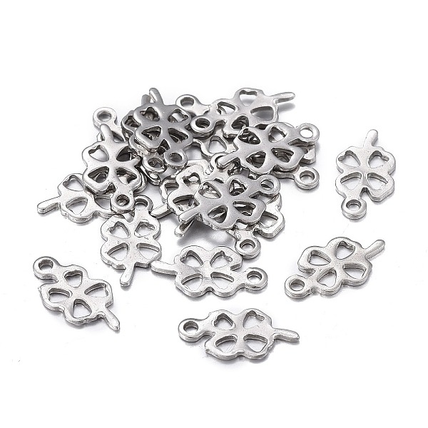 

PandaHall 201 Stainless Steel Charms, Hollow, Laser Cut, Clover, Stainless Steel Color, 12.5x7x0.8mm, Hole: 1.2mm 201 Stainless Steel Clover