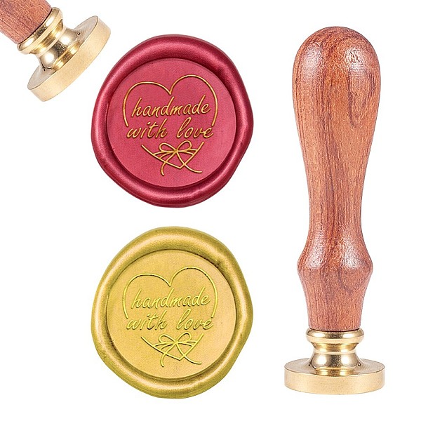 

PandaHall CRASPIRE DIY Scrapbook, Brass Wax Seal Stamp, with Natural Rosewood Handle, Heart with Word Handmade with Love Pattern, 25mm Brass...