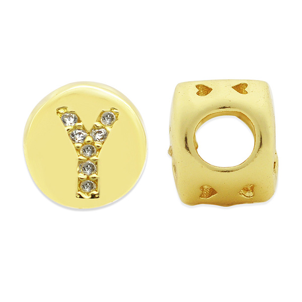 

PandaHall Brass Micro Pave Clear Cubic Zirconia Beads, Flat Round with Letter, Letter.Y, 7.5x6.5mm, Hole: 3.5mm, 3pcs/bag Brass+Cubic...