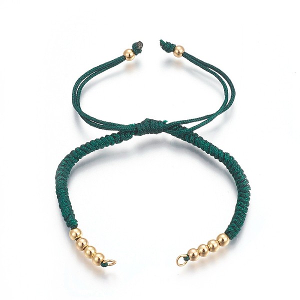 

PandaHall Nylon Cord Braided Bead Bracelets Making, with Brass Beads, Long-Lasting Plated, Real 24K Gold Plated, Sea Green, 10-1/4 inch...