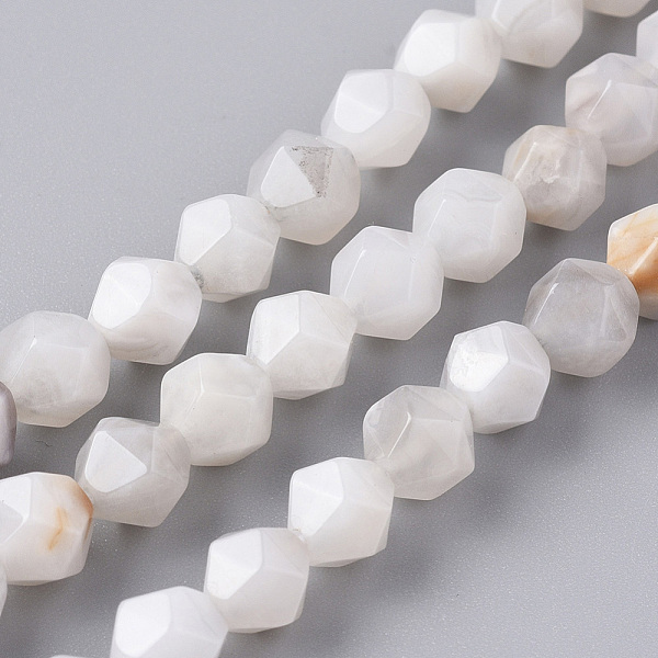 

PandaHall Natural White Crazy Lace Agate Beads Strands, Star Cut Round Beads, Faceted, 6mm, Hole: 1mm, about 60pcs/strand, 15.16 inch...