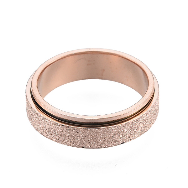 

PandaHall 201 Stainless Steel Sand Blast Rotating Finger Ring, Calming Worry Meditation Fidget Spinner Ring for Women, Rose Gold, Inner...