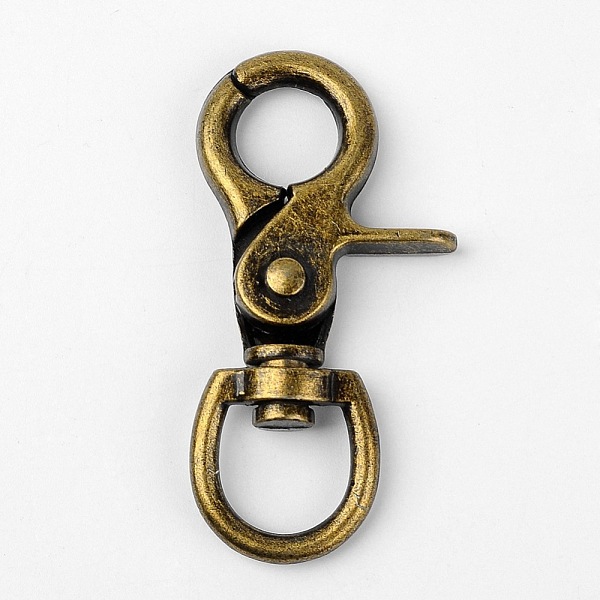 

PandaHall Tibetan Style Alloy Lobster Swivel Clasps, Swivel Snap Hooks, Antique Bronze, 62x30x9mm Alloy