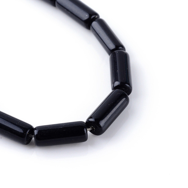 

PandaHall Natural Obsidian Bead Strands, Tube, 14~15x6mm, Hole: 1mm, about 27pcs/strand, 15.7 inch Obsidian Tube