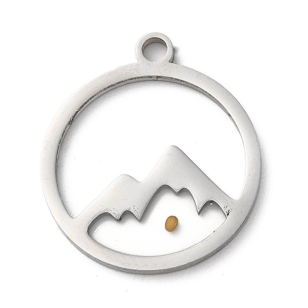

PandaHall 201 Stainless Steel Pendants, Flat Round with Mountain Charm, Stainless Steel Color, 28.5x25x2mm, Hole: 3mm 201 Stainless Steel...