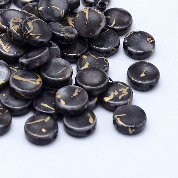 

PandaHall Drawbench Acrylic Beads, Spray Painted, Flat Round, Black, 9x3.5mm, Hole: 1mm Acrylic Flat Round Black