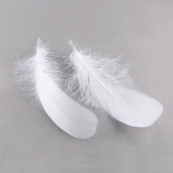 

PandaHall Goose Feather Costume Accessories, Dyed, White, 34~50x145~190mm Feather Feather White