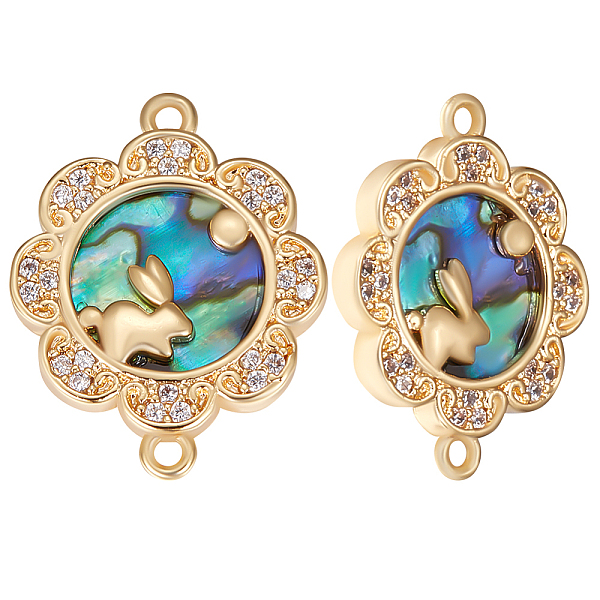 

PandaHall Beebeecraft 5Pcs Brass Micro Pave Clear Cubic Zirconia Connector Charms, with Synthetic Abalone Shell/Paua Shell, Nickel Free...