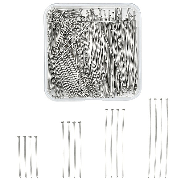 

PandaHall 400Pcs 4 Styles 304 Stainless Steel Flat Head Pins, Stainless Steel Color, 20~50x0.7mm, 21 Gauge, Head: 1~1.5mm, 100pcs/style 304...