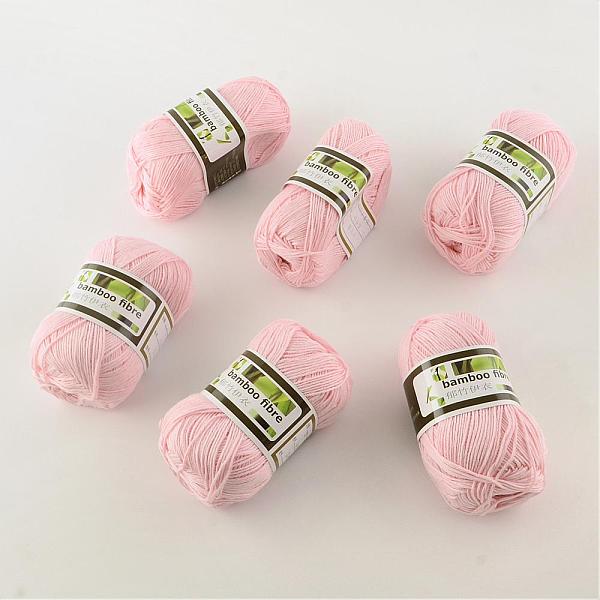 PandaHall Soft Baby Yarns, with Bamboo Fibre and Silk, Lavender Blush, 1mm, about 140m/roll, 50g/roll, 6rolls/box Bamboo Fiber+Silk Pink