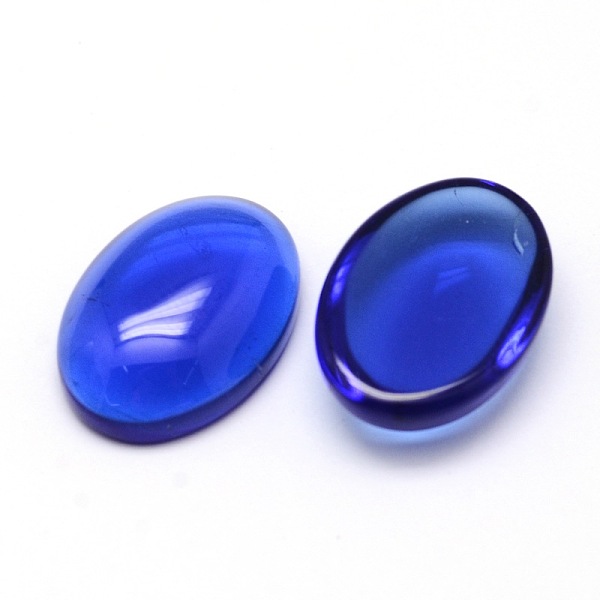 

PandaHall K9 Glass Cabochons Oval Flat Back Cabochons, Blue, 25x18x5~6mm Glass Oval Blue