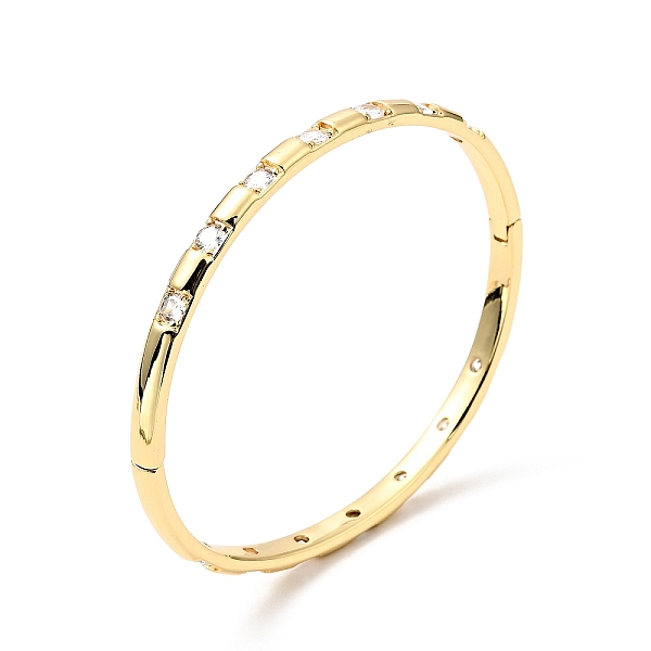 

PandaHall Clear Cubic Zirconia Hinged Bangle, Brass Jewelry for Women, Cadmium Free & Nickel Free & Lead Free, Real 18K Gold Plated, Inner...