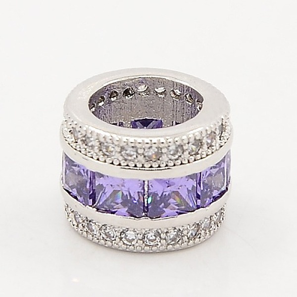 

PandaHall Medium Purple CZ Jewelry Findings Brass Micro Pave Cubic Zirconia Beads, Large Hole Column Beads, Grade AAA, Lead Free & Cadmium...