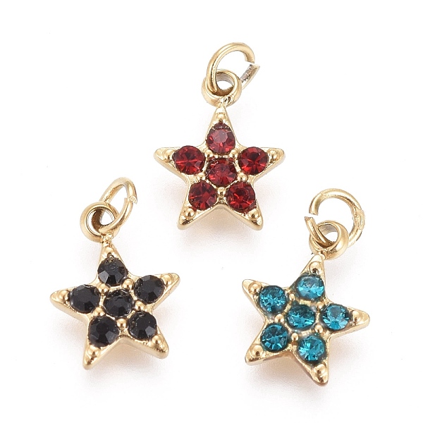 

PandaHall 316 Surgical Stainless Steel Charms, with Rhinestone and Jump Rings, Star, Golden, Mixed Color, 8x6x1.3mm, Hole: 1.8mm Stainless..., Multicolor